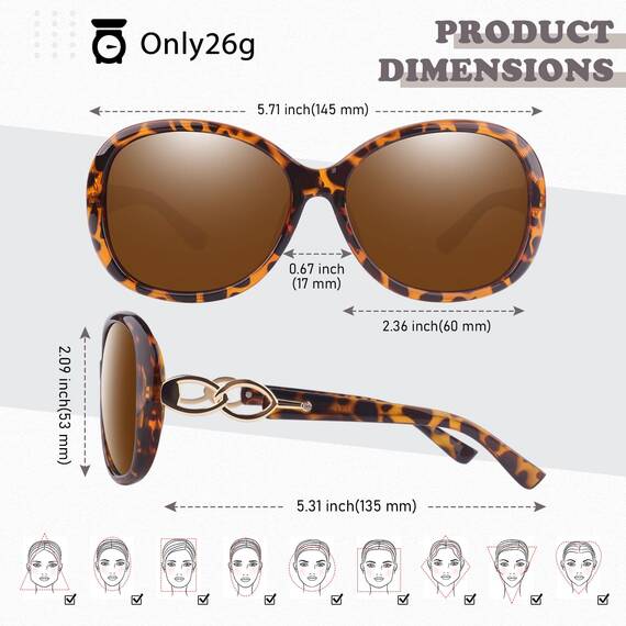Sunier Sonnenbrille Damen Polarisiert Groß Übergroße Elegant Klassische Vintage Oversize Sonnenbrille Frauen mit 100% UV400 Schutz