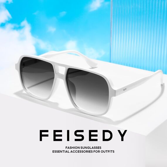 FEISEDY Retro 70er Jahre Sonnenbrille Damen Herren Vintage Square Brille mit UV400 Schutz B4158