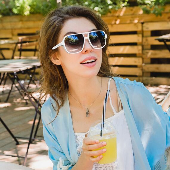 FEISEDY Retro 70er Jahre Sonnenbrille Damen Herren Vintage Square Brille mit UV400 Schutz B4158