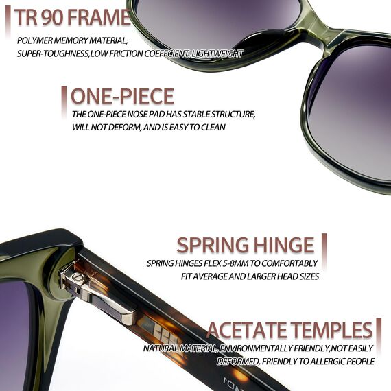 Joopin Acetat Polarisierte Sonnenbrille Damen Trendy Cateye UV400-Schutz TR90 Cosplay Katzenauge Chunky Party Brille zum Fahren und Reisen (Grüner Leopard)