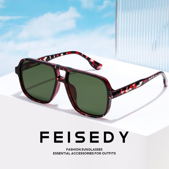 FEISEDY Retro 70er Jahre Sonnenbrille Damen Herren Vintage Square Brille mit UV400 Schutz B4158