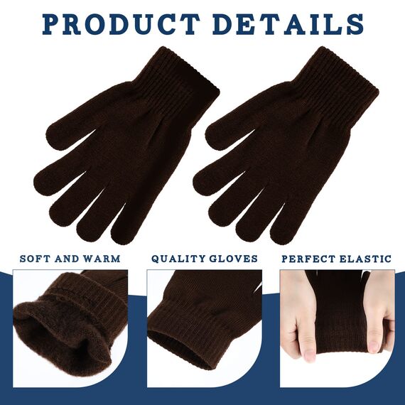 Boyiee 6 Paar Strickhandschuhe Erwachsene Vollfinger Handschuhe für Unisex Damen (Dunkelgrau, Hellgrau, Khaki, Kaffee, Grün, Schwarz, M)