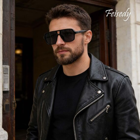 FEISEDY Retro 70er Jahre Sonnenbrille Damen Herren Vintage Square Brille mit UV400 Schutz B4158