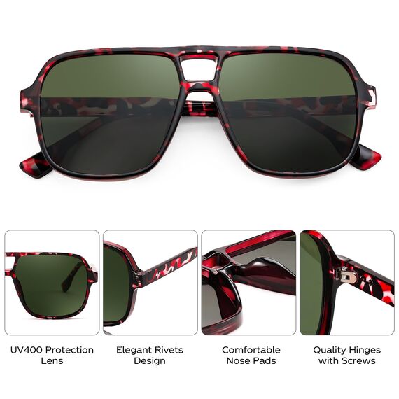 FEISEDY Retro 70er Jahre Sonnenbrille Damen Herren Vintage Square Brille mit UV400 Schutz B4158