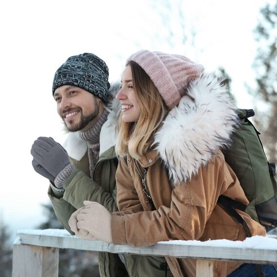 Boyiee 6 Paar Strickhandschuhe Erwachsene Vollfinger Handschuhe für Unisex Damen (Dunkelgrau, Hellgrau, Khaki, Kaffee, Grün, Schwarz, M)