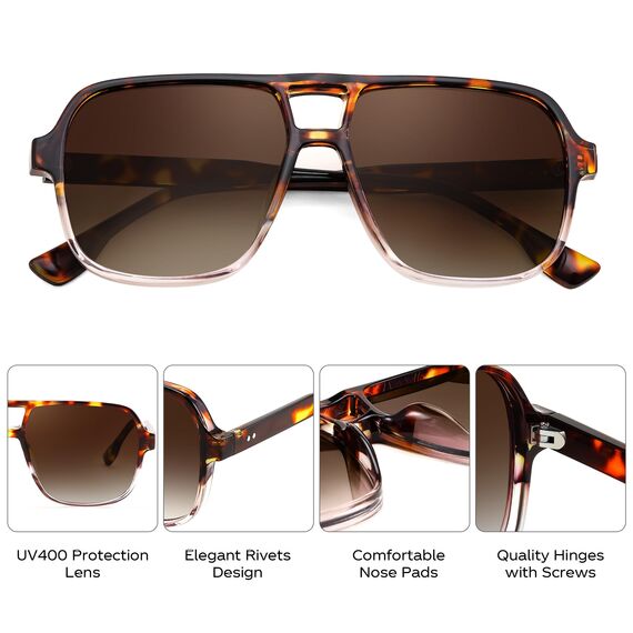 FEISEDY Retro 70er Jahre Sonnenbrille Damen Herren Vintage Square Brille mit UV400 Schutz B4158