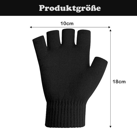 EUDUQ 2 Paar Fingerlose Handschuhe,Herbst Winter Fingerlose Fäustlinge,Acrylic Halbfingerhandschuhe,Universalgröße Fingerless Gloves für Kinder Herren Damen Schwarz