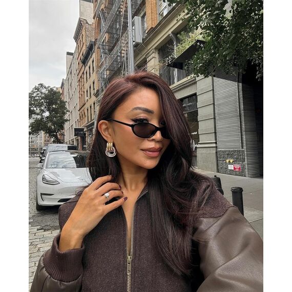 CHAOSELF Retro Ovale Sonnenbrille für Damen Trendige Leichte Schmale Schicke Cat-Eye 90er Kleine Vintage Brille UV400 Schutz