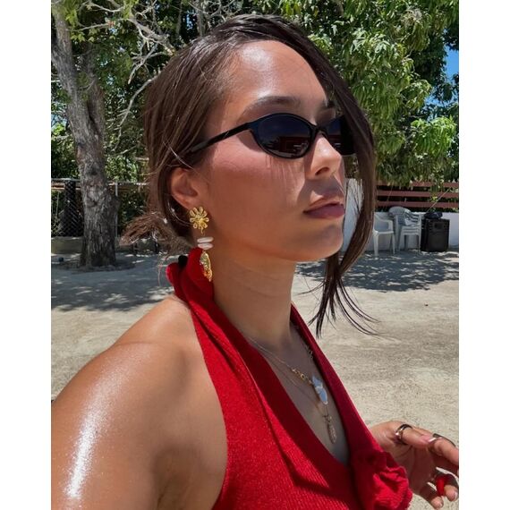 CHAOSELF Retro Ovale Sonnenbrille für Damen Trendige Leichte Schmale Schicke Cat-Eye 90er Kleine Vintage Brille UV400 Schutz