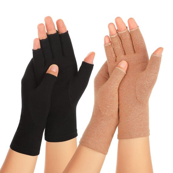 Zexhoor 2 Paar Arthritis Kompressionshandschuhe für Damen und Herren, Karpaltunnelschmerzlinderung, fingerlos für Tippen und tägliche Arbeit
