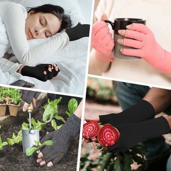 Zexhoor 2 Paar Arthritis Kompressionshandschuhe für Damen und Herren, Karpaltunnelschmerzlinderung, fingerlos für Tippen und tägliche Arbeit