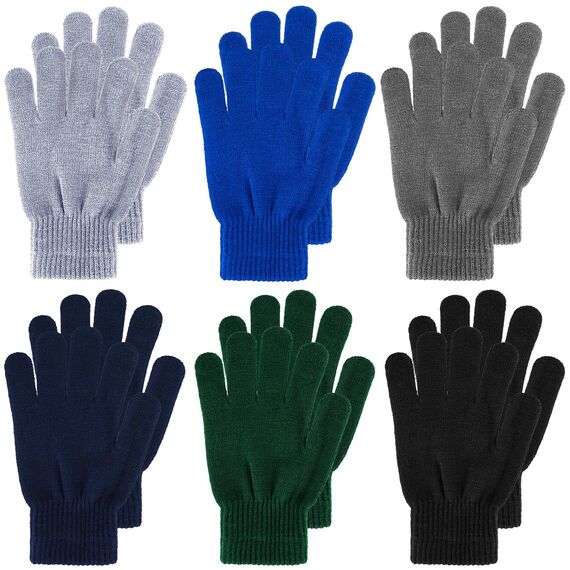 Boyiee 6 Paar Strickhandschuhe Erwachsene Vollfinger Handschuhe für Unisex Damen (Dunkelgrau, Hellgrau, Königsblau, Marineblau, Armeegrün, Schwarz, M)