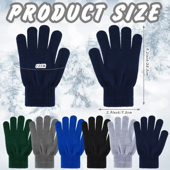 Boyiee 6 Paar Strickhandschuhe Erwachsene Vollfinger Handschuhe für Unisex Damen (Dunkelgrau, Hellgrau, Königsblau, Marineblau, Armeegrün, Schwarz, M)