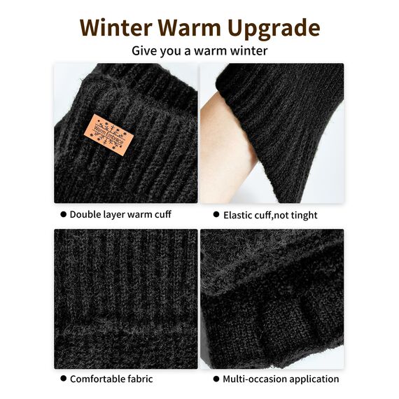 Fingerlose Handschuhe - Kaschmir Winter Warme Strick Handschuhe für Laufen, Radfahren, Fahren - Herren und Damen
