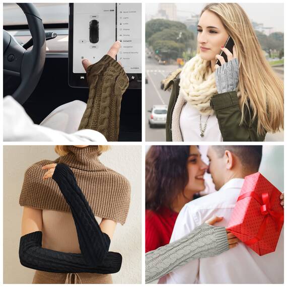 SHEPIN 3 Paar Armstulpen Damen Wolle Pulswärmer Strick Halb Fingerlose Handschuhe Gestrickte Handstulpen Unisex Winterhandschuhe Damenhandschuhe handschuhe Winter Armwärmer
