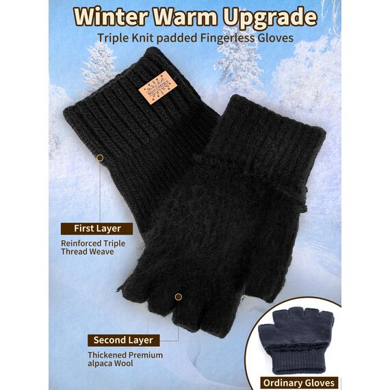 Fingerlose Handschuhe - Kaschmir Winter Warme Strick Handschuhe für Laufen, Radfahren, Fahren - Herren und Damen