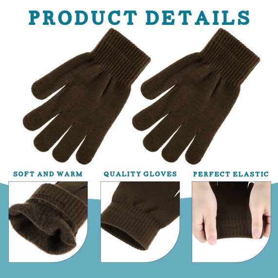 Boyiee 6 Paar Strickhandschuhe Erwachsene Vollfinger Handschuhe für Unisex Damen (Schwarz, Grau, Grün, Lila, Blau, Khaki, M)