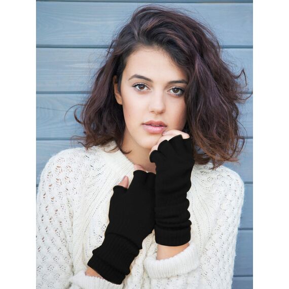 Pangda 2 Paar Unisex Fingerlose Handschuhe - Half Finger Dehnbar Strick Verlängern Handgelenk Winter Warme Handschuhe (Schwarz)