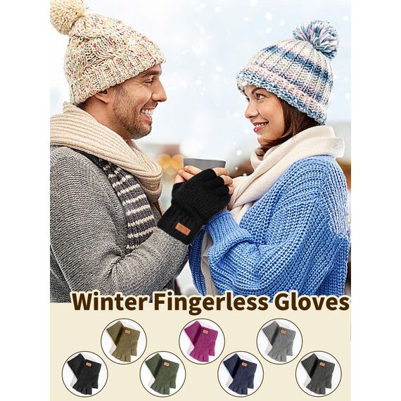 Fingerlose Handschuhe - Kaschmir Winter Warme Strick Handschuhe für Laufen, Radfahren, Fahren - Herren und Damen