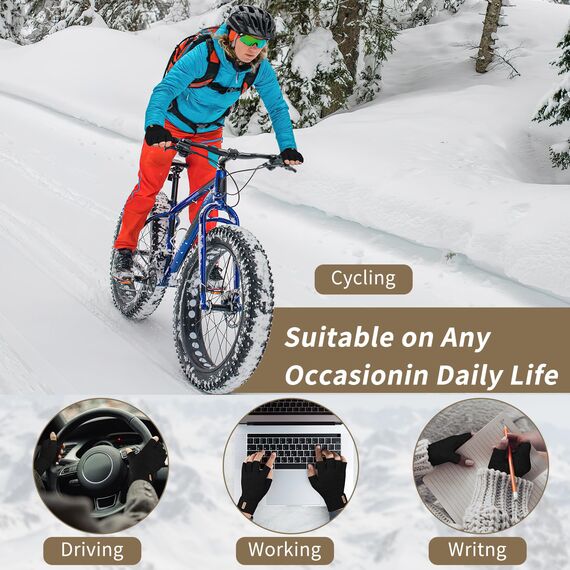 SUTIYO Fingerlose Handschuhe Herren Damen, Kaschmir Strick Handschuhe Warme Ohne Finger, Fingerless Gloves Winterhandschuhe Arbeits Autofahren Radfahren Sport (Schwarz)