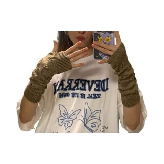 Grunge Handschuhe Fairy Grunge Zubehör zerrissener Handschuh Häkelhandschuh Grunge Kleidung Fairy Grunge Ästhetik, Dunkelgrau, M