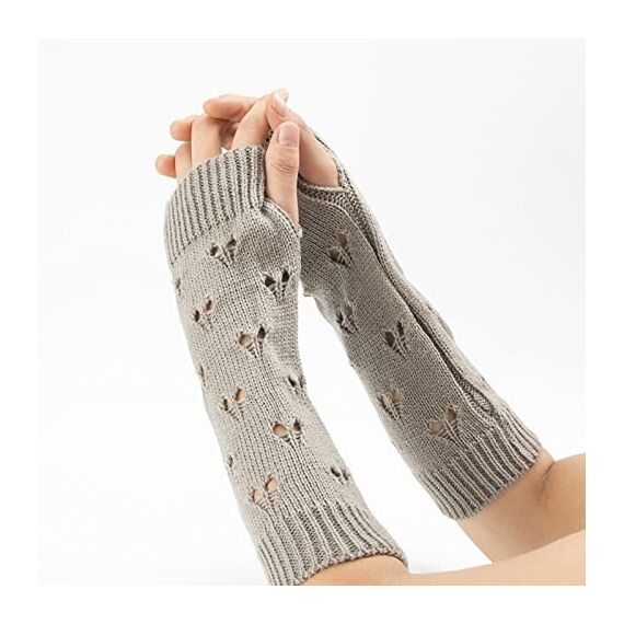 Grunge Handschuhe Fairy Zubehör Zerrissener Häkelhandschuh Kleidung Ästhetik, GRAU, Medium