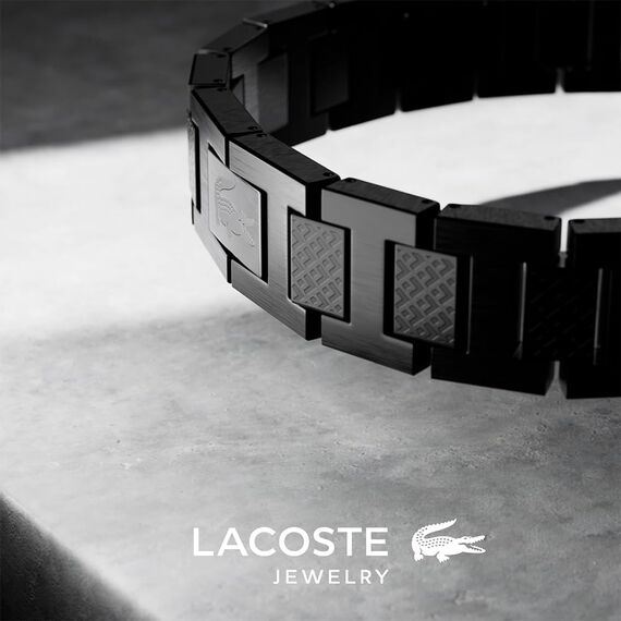 Lacoste Gliederarmband für Herren Kollektion METROPOLE in Schwarzem Edelstahl Verziert mit Petit-Piqué-Muster - 2040119
