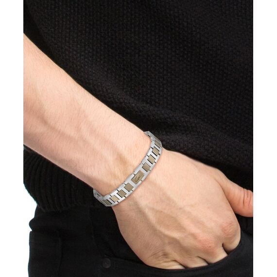 Lacoste Gliederarmband für Herren Kollektion METROPOLE aus Edelstahl und khaki-plattiertem Stahl - 2040419