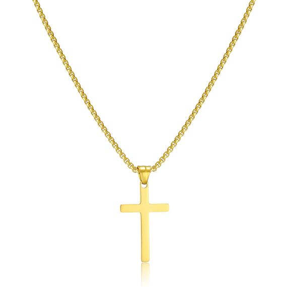 AFSTALR Kreuz Kette Herren Gold Kette mit Kreuz Anhänger Kette Christentum Schmuck Herren