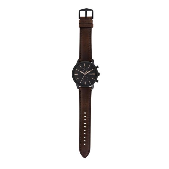 Fossil Townsman Uhr für Herren, Quarz-Chronographenwerk mit Lederarmband