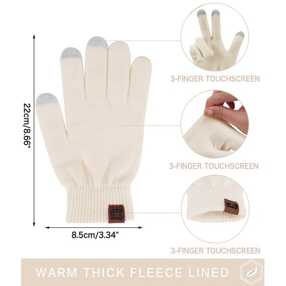 Bequemer Laden Damen Winter Warme Touchscreen Handschuhe Beige