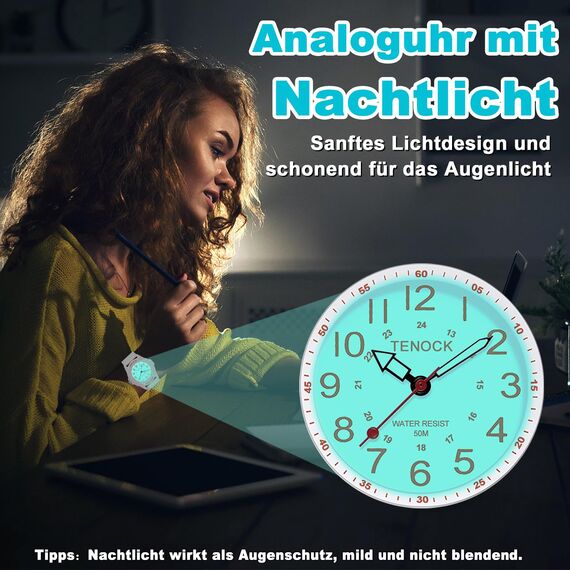 TENOCK Armbanduhr Wasserdicht Damen,Armbanduhr Analog,Herren Analoge Quarz Uhr,5 ATM Wasserdicht Damenuhr Nachtlicht für Modischer Casual-Matching oder Sportliche Aktivität(Weiß)