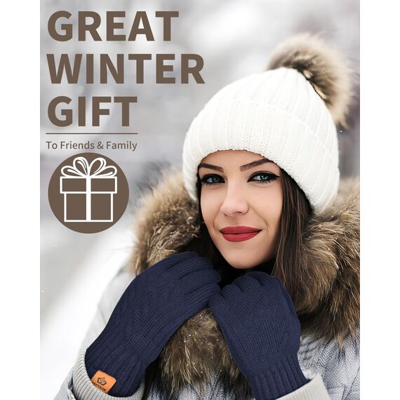 ARFNKIM Damen Winterhandschuhe mit Fleecefutter, Touchscreen Warme Gedehnt Dicke Strickhandschuhe Wollhandschuhe Thermohandschuhe Outdoor Winter Geschenke für Herren und Damen