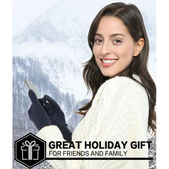 Bequemer Laden Damen Winter Warme Touchscreen Handschuhe Dunkelblau