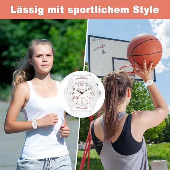 TENOCK Armbanduhr Wasserdicht Damen,Armbanduhr Analog,Herren Analoge Quarz Uhr,5 ATM Wasserdicht Damenuhr Nachtlicht für Modischer Casual-Matching oder Sportliche Aktivität(Weiß)
