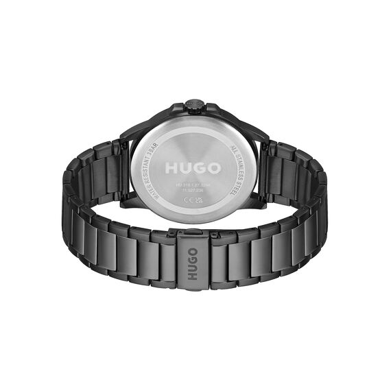 HUGO Analog Quarzuhr für Herren Kollektion #First mit Schwarzes Edelstahlarmband - 1530187