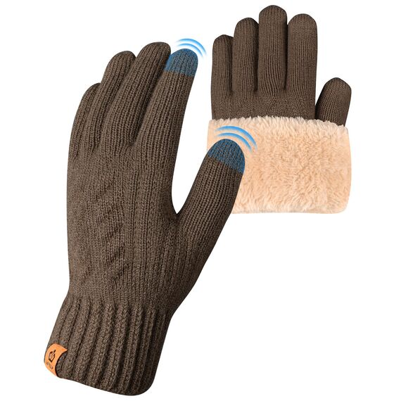 ARFNKIM Damen Winterhandschuhe mit Fleecefutter, Touchscreen Warme Gedehnt Dicke Strickhandschuhe Wollhandschuhe Thermohandschuhe Outdoor Winter Geschenke für Herren und Damen (khaki)