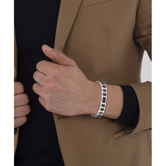 Lacoste Gliederarmband für Herren Kollektion METROPOLE aus Edelstahl und schwarz-plattiertem Stahl - 2040418