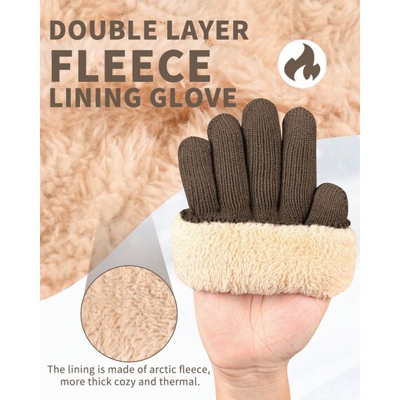 ARFNKIM Damen Winterhandschuhe mit Fleecefutter, Touchscreen Warme Gedehnt Dicke Strickhandschuhe Wollhandschuhe Thermohandschuhe Outdoor Winter Geschenke für Herren und Damen (khaki)
