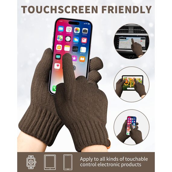 ARFNKIM Damen Winterhandschuhe mit Fleecefutter, Touchscreen Warme Gedehnt Dicke Strickhandschuhe Wollhandschuhe Thermohandschuhe Outdoor Winter Geschenke für Herren und Damen (khaki)