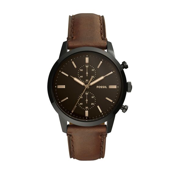 Fossil Townsman Uhr für Herren, Quarz-Chronographenwerk mit Lederarmband
