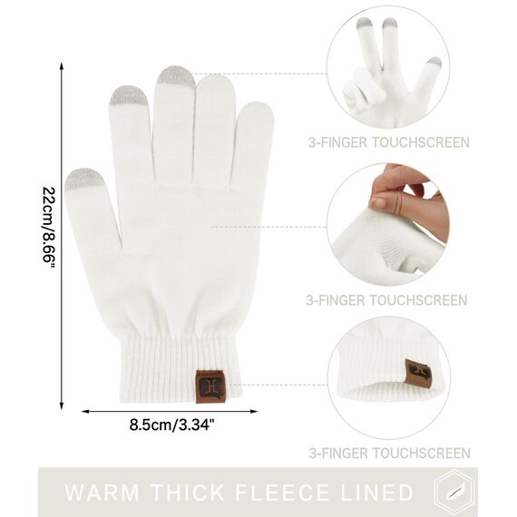 Bequemer Laden Damen Winter Warme Touchscreen Handschuhe Weiß