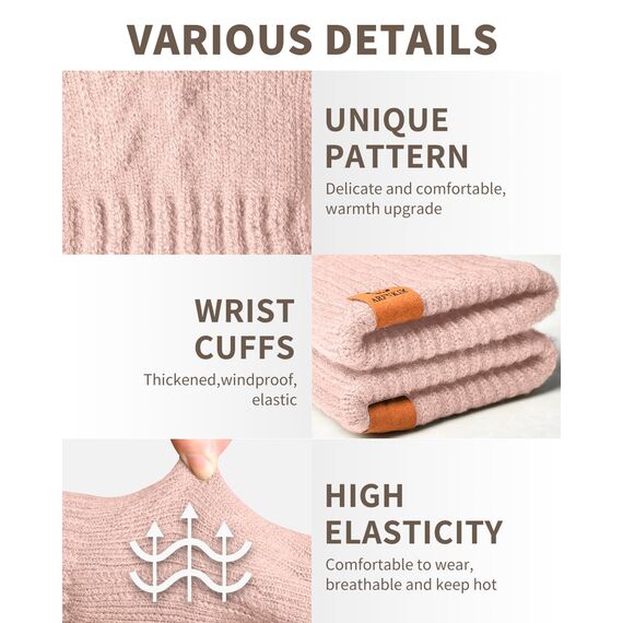 ARFNKIM Damen Winterhandschuhe mit Fleecefutter, Touchscreen Warme Gedehnt Dicke Strickhandschuhe Wollhandschuhe Thermohandschuhe Outdoor Winter Geschenke für Herren und Damen