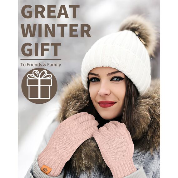 ARFNKIM Damen Winterhandschuhe mit Fleecefutter, Touchscreen Warme Gedehnt Dicke Strickhandschuhe Wollhandschuhe Thermohandschuhe Outdoor Winter Geschenke für Herren und Damen