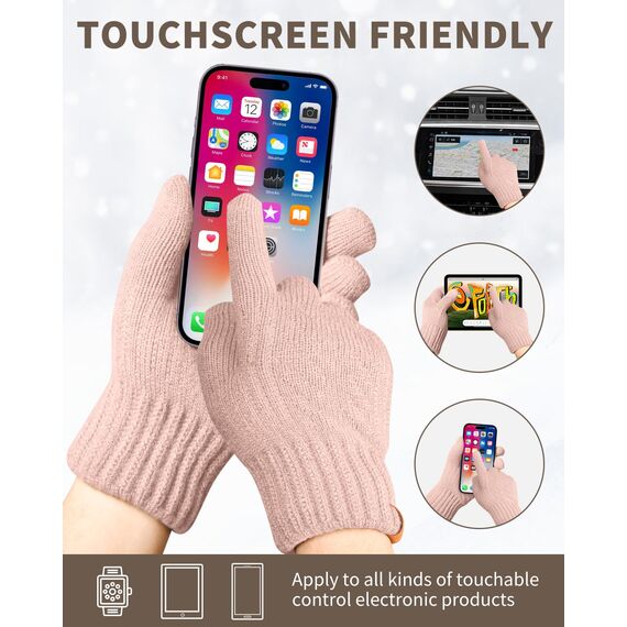 ARFNKIM Damen Winterhandschuhe mit Fleecefutter, Touchscreen Warme Gedehnt Dicke Strickhandschuhe Wollhandschuhe Thermohandschuhe Outdoor Winter Geschenke für Herren und Damen