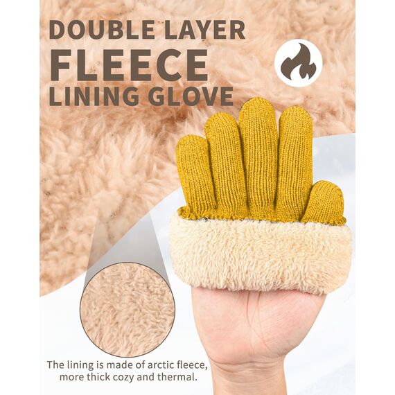 ARFNKIM Damen Winterhandschuhe mit Fleecefutter, Touchscreen Warme Gedehnt Dicke Strickhandschuhe Wollhandschuhe Thermohandschuhe Outdoor Winter Geschenke für Herren und Damen (Gelb)