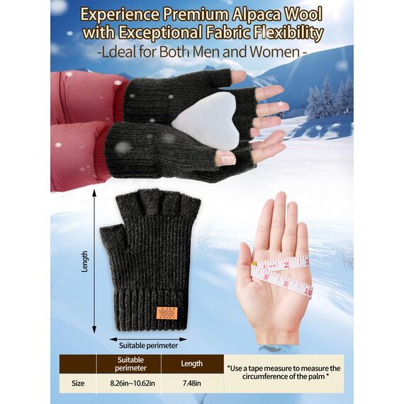 JYUYNY Fingerlose Handschuhe - Kaschmir Winter Warme Strick Handschuhe für Laufen, Radfahren, Fahren - Herren und Damen