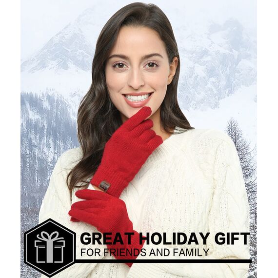 Bequemer Laden Damen Winter Warme Touchscreen Handschuhe Rot