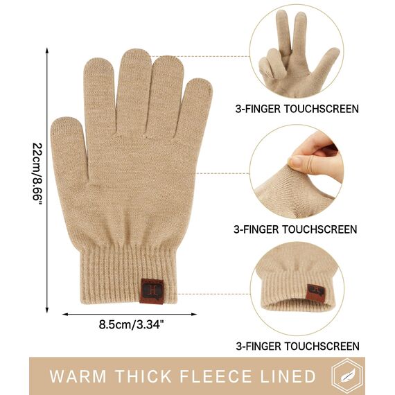 Bequemer Laden Damen Winter Warme Touchscreen Handschuhe Kamel