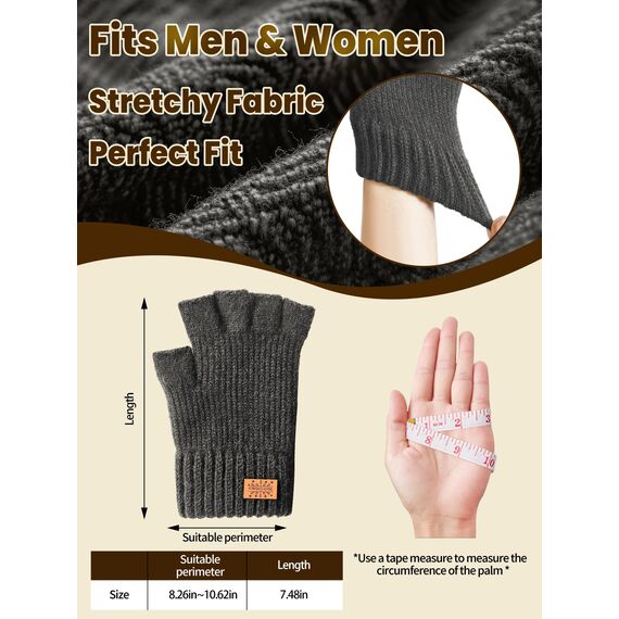 JYUYNY Fingerlose Handschuhe,Handschuhe fingerlos - Fingerless Gloves,kaschmir Handschuhe,Winter warme Strick Handschuhe,Laufen Radfahren Fahren für Herren und Damen